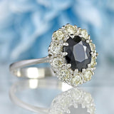 Ellibelle Jewellery Vintage Sapphire & Diamond 18ct White Gold Cluster Ring (1.40cts)