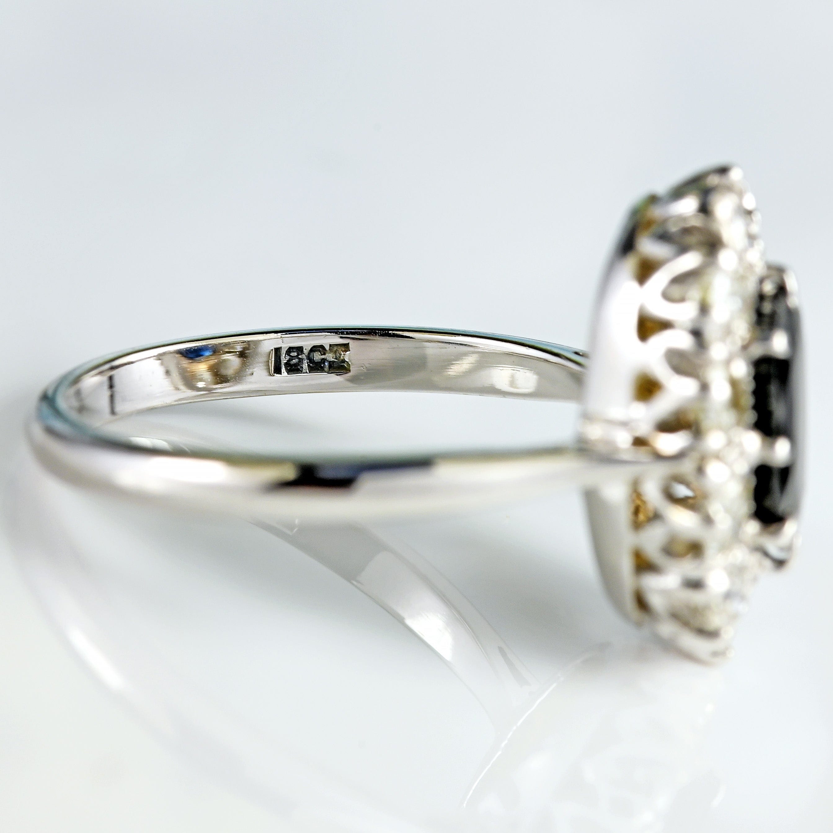 Ellibelle Jewellery Vintage Sapphire & Diamond 18ct White Gold Cluster Ring (1.57cts)