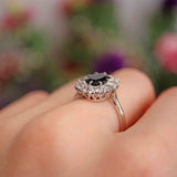 Ellibelle Jewellery Vintage Sapphire & Diamond 18ct White Gold Cluster Ring (1.57cts)