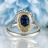 Ellibelle Jewellery Vintage Sapphire & Diamond 18ct White Gold Cluster Ring (1.57cts)