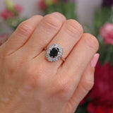 Ellibelle Jewellery Vintage Sapphire & Diamond 18ct White Gold Cluster Ring (1.57cts)