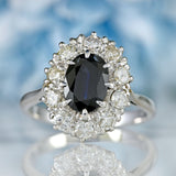 Ellibelle Jewellery Vintage Sapphire & Diamond 18ct White Gold Cluster Ring (1.57cts)