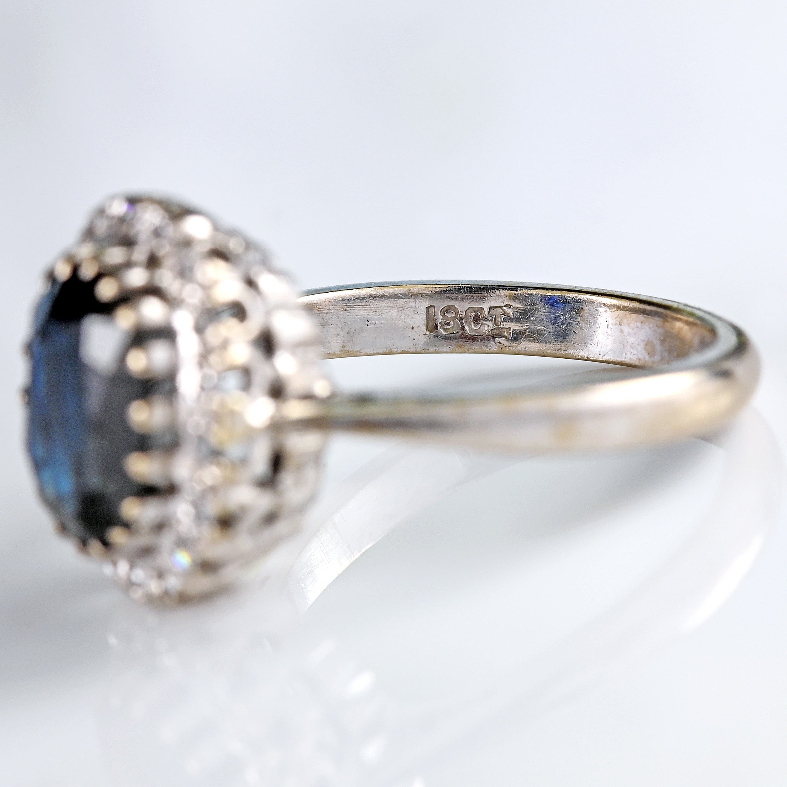 Ellibelle Jewellery Vintage Sapphire & Diamond 18ct White Gold Cluster Ring (2.40cts)