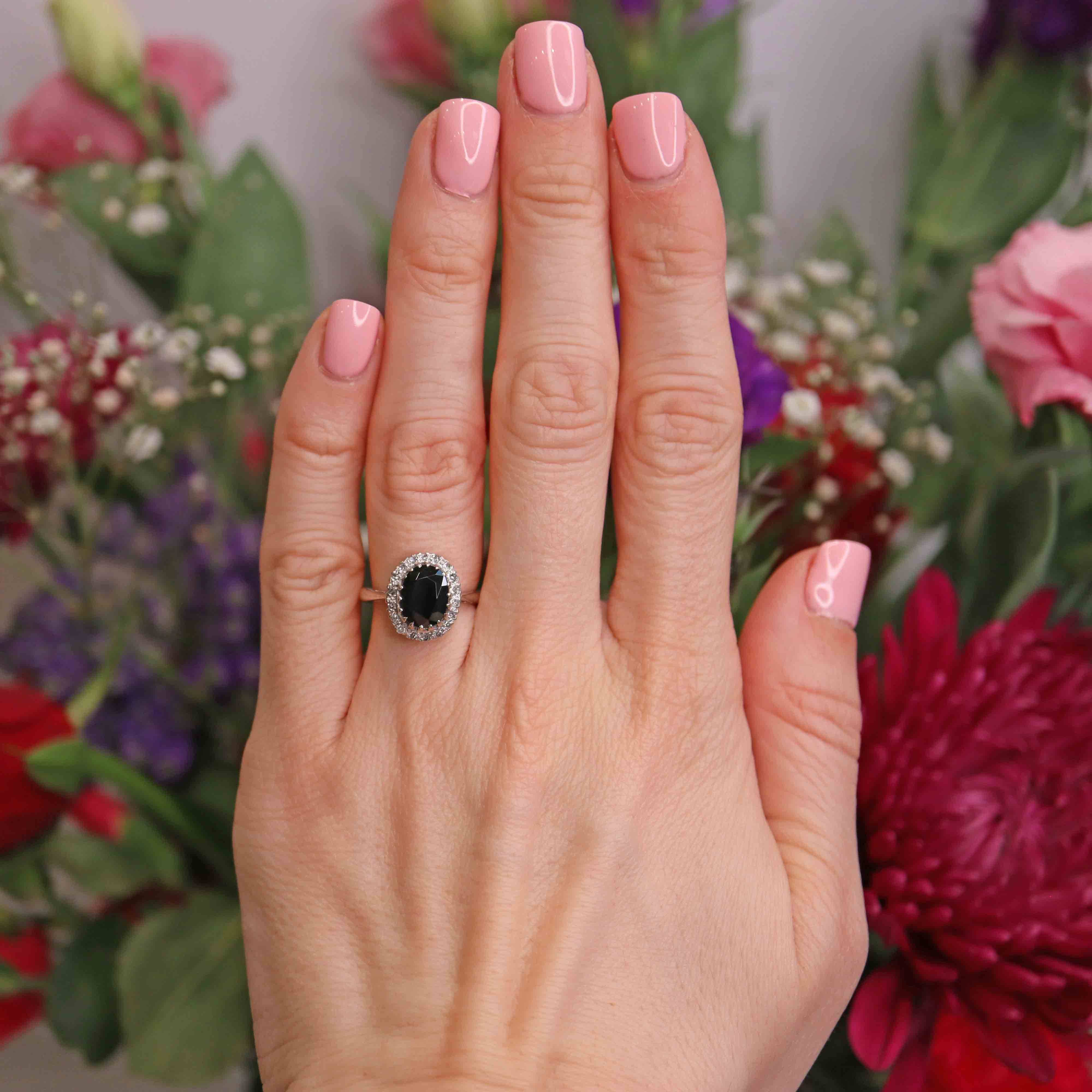 Ellibelle Jewellery Vintage Sapphire & Diamond 18ct White Gold Cluster Ring (2.40cts)