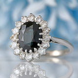 Ellibelle Jewellery Vintage Sapphire & Diamond 18ct White Gold Cluster Ring (2.87cts)