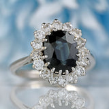 Ellibelle Jewellery Vintage Sapphire & Diamond 18ct White Gold Cluster Ring (2.87cts)