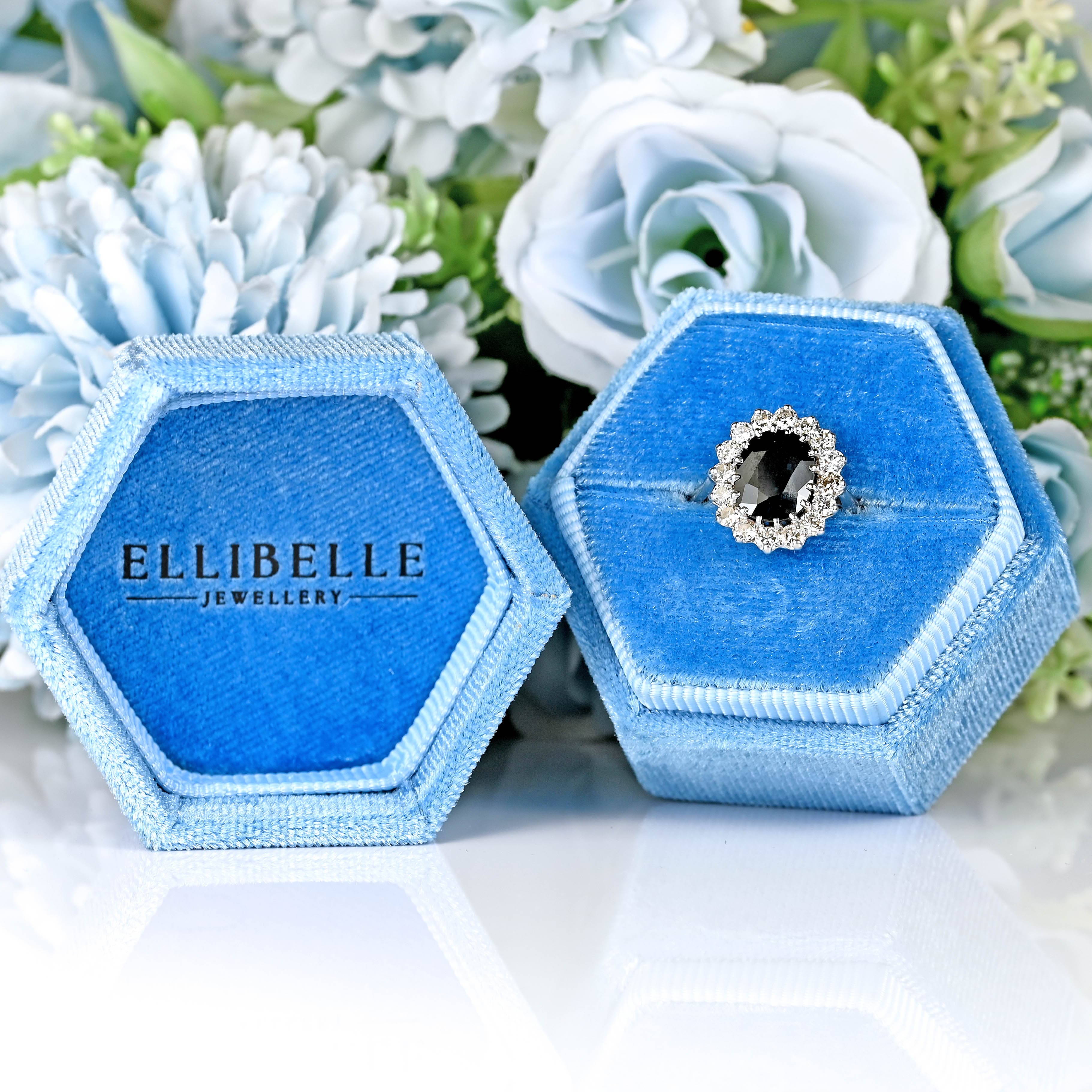 Ellibelle Jewellery Vintage Sapphire & Diamond 18ct White Gold Cluster Ring (2.87cts)