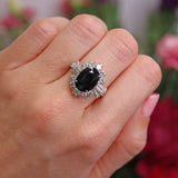 Ellibelle Jewellery Vintage Sapphire & Diamond 18ct White Gold Cluster Ring (5.75cts)