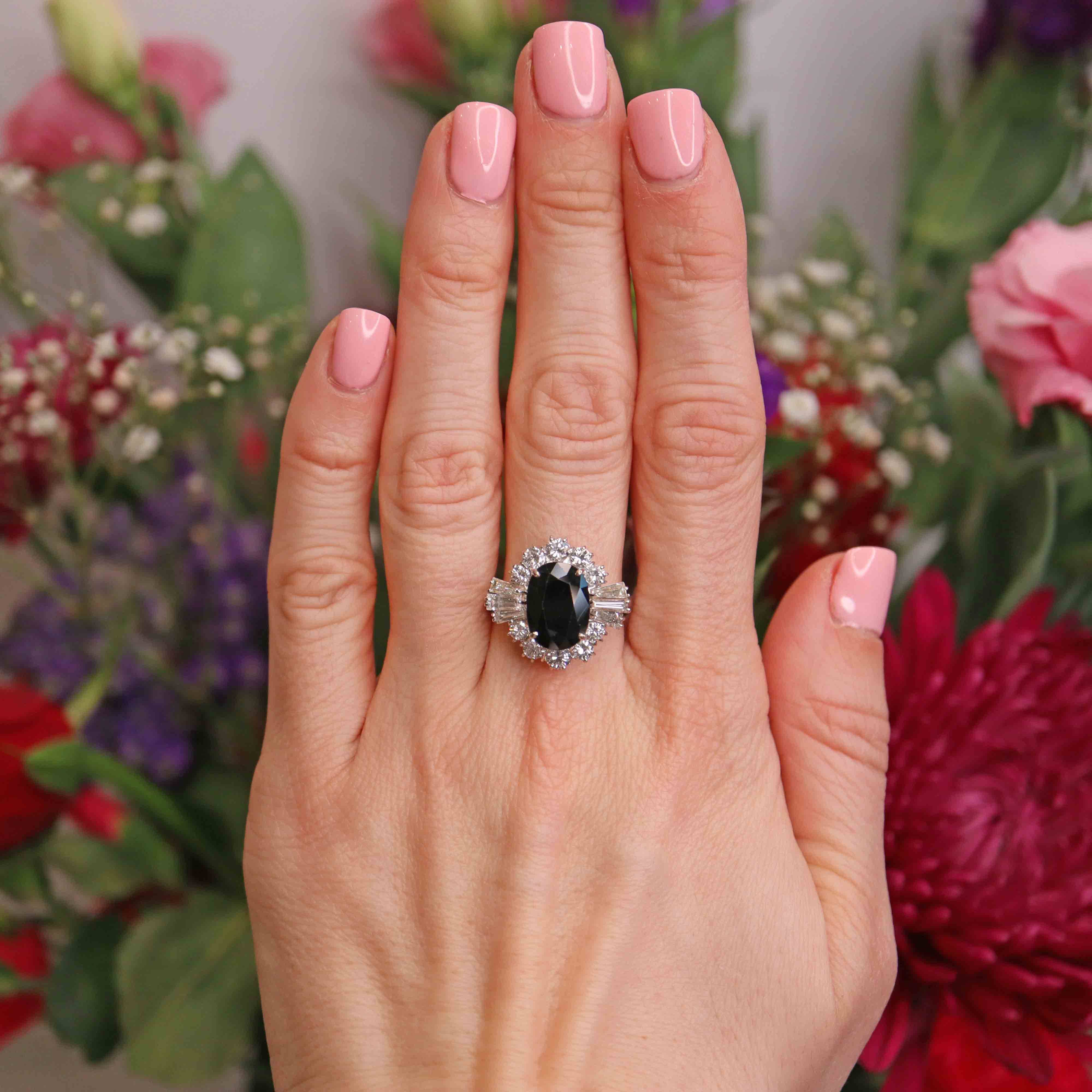 Ellibelle Jewellery Vintage Sapphire & Diamond 18ct White Gold Cluster Ring (5.75cts)