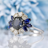 Ellibelle Jewellery Vintage Sapphire & Diamond 18ct White Gold Cluster Ring