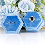 Ellibelle Jewellery Vintage Sapphire & Diamond 18ct White Gold Halo Cluster Ring