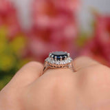 Ellibelle Jewellery Vintage Sapphire & Diamond 18ct White Gold Halo Cluster Ring