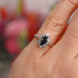 Ellibelle Jewellery Vintage Sapphire & Diamond 18ct White Gold Marquise Cluster Ring (0.60cts)