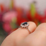 Ellibelle Jewellery Vintage Sapphire & Diamond 18ct White Gold Marquise Cluster Ring (0.60cts)