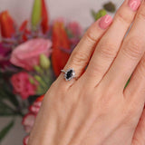 Ellibelle Jewellery Vintage Sapphire & Diamond 18ct White Gold Marquise Cluster Ring (0.60cts)