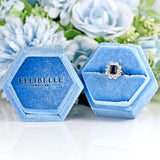 Ellibelle Jewellery Vintage Sapphire & Diamond 18ct White Gold Platinum Cluster Ring