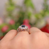 Ellibelle Jewellery Vintage Sapphire & Diamond 18ct White Gold Platinum Cluster Ring