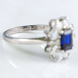 Ellibelle Jewellery Vintage Sapphire & Diamond 18ct White Gold Platinum Cluster Ring