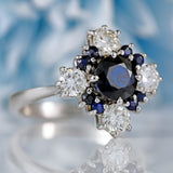 Ellibelle Jewellery Vintage Sapphire & Diamond 18ct White Gold Star Cluster Ring