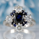 Ellibelle Jewellery Vintage Sapphire & Diamond 18ct White Gold Star Cluster Ring