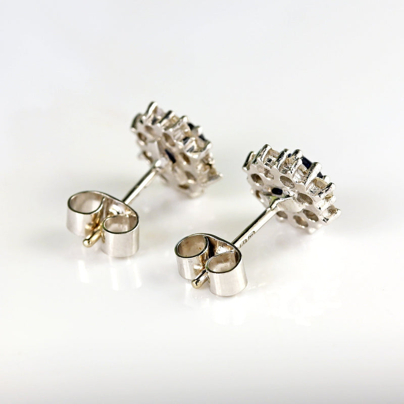 Ellibelle Jewellery Vintage Sapphire Diamond 18ct White Gold Stud Earrings by Cropp & Farr