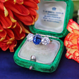 Ellibelle Jewellery Vintage Sapphire & Diamond 18ct White Gold Three-Stone Ring (2.10cts)