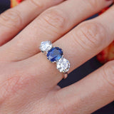 Ellibelle Jewellery Vintage Sapphire & Diamond 18ct White Gold Three-Stone Ring (2.10cts)