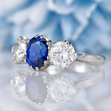 Ellibelle Jewellery Vintage Sapphire & Diamond 18ct White Gold Three-Stone Ring (2.10cts)