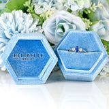 Ellibelle Jewellery Vintage Sapphire & Diamond 18ct White Gold Three-Stone Trilogy Engagement Ring