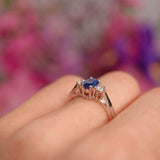 Ellibelle Jewellery Vintage Sapphire & Diamond 18ct White Gold Three-Stone Trilogy Engagement Ring
