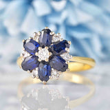 Ellibelle Jewellery Vintage Sapphire & Diamond Daisy Cluster Ring By Cropp and Farr