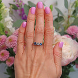 Ellibelle Jewellery Vintage Sapphire & Diamond Platinum Three-Stone Engagement Ring