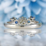 Ellibelle Jewellery Vintage Sapphire & Diamond Platinum Three-Stone Engagement Ring