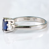 Ellibelle Jewellery Vintage Sapphire & Diamond Platinum Three-Stone Trilogy Ring