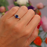 Ellibelle Jewellery Vintage Sapphire & Diamond Platinum Three-Stone Trilogy Ring