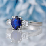 Ellibelle Jewellery Vintage Sapphire & Diamond Platinum Three-Stone Trilogy Ring