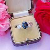 Ellibelle Jewellery Vintage Sapphire & Diamond Platinum Three-Stone Trilogy Ring (2.50cts)