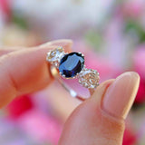 Ellibelle Jewellery Vintage Sapphire & Diamond Platinum Three-Stone Trilogy Ring (2.50cts)