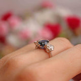 Ellibelle Jewellery Vintage Sapphire & Diamond Platinum Three-Stone Trilogy Ring (2.50cts)
