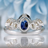 Ellibelle Jewellery Vintage Sapphire & Diamond Platinum Three-Stone Trilogy Ring (2.50cts)