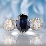 Ellibelle Jewellery Vintage Sapphire & Diamond Platinum Three-Stone Trilogy Ring (2.50cts)