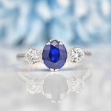 Ellibelle Jewellery Vintage Sapphire Diamond Trilogy Engagement Ring By Cropp & Farr