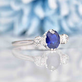 Ellibelle Jewellery Vintage Sapphire Diamond Trilogy Engagement Ring By Cropp & Farr