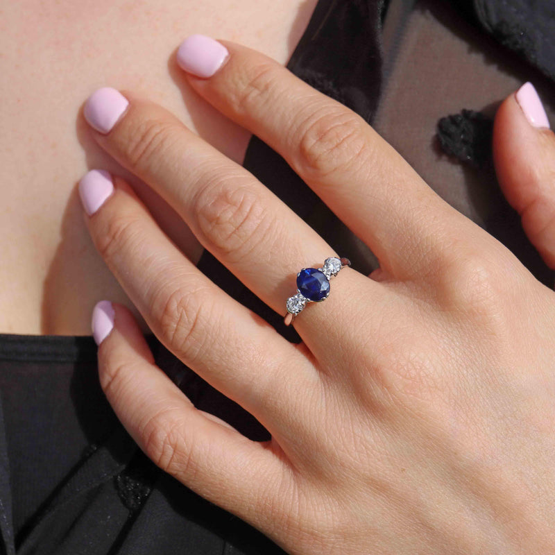 Ellibelle Jewellery Vintage Sapphire Diamond Trilogy Engagement Ring By Cropp & Farr