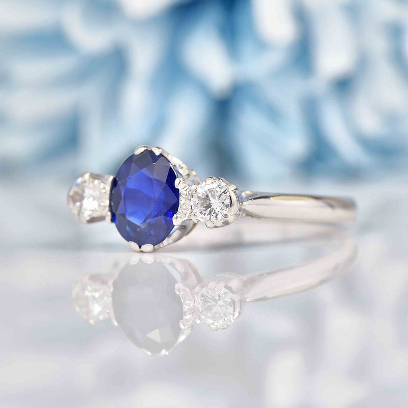 Ellibelle Jewellery Vintage Sapphire Diamond Trilogy Engagement Ring By Cropp & Farr