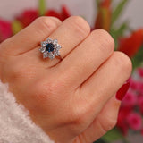 Ellibelle Jewellery Vintage Sapphire & Diamond White Gold Cluster Ring