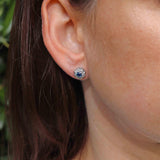 Ellibelle Jewellery Vintage Sapphire & Diamond White Gold Stud Earrings