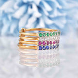 Ellibelle Jewellery Vintage Sapphire, Ruby, Emerald & Diamond Four Band Stacking Ring