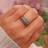 Ellibelle Jewellery Vintage Sapphire, Ruby, Emerald & Diamond Four Band Stacking Ring