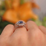 Ellibelle Jewellery Vintage Sapphire & Vari-Cut Diamond 18ct White Gold Cluster Ring (0.85cts)